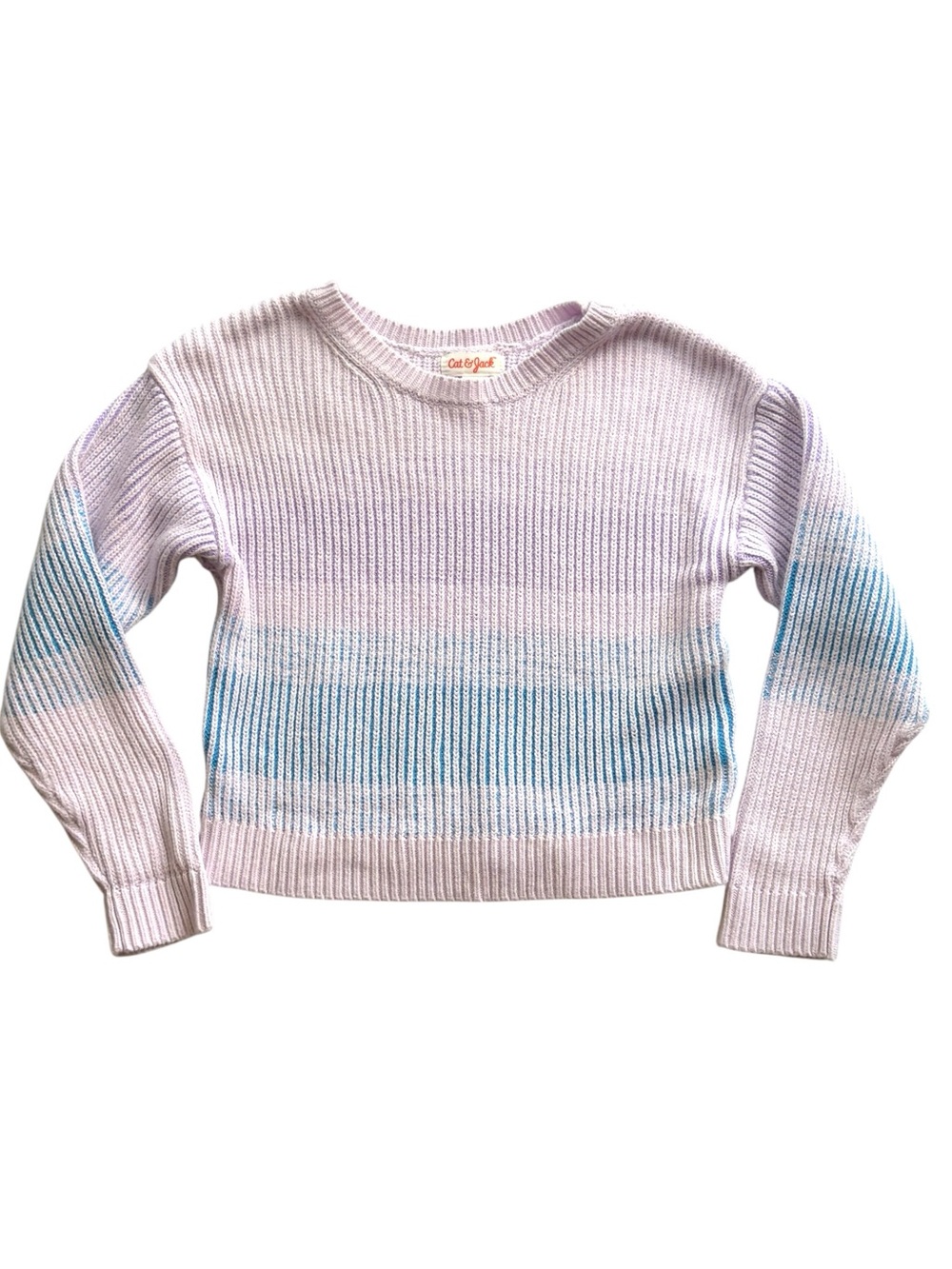 Cat & Jack Girls Small 6/7 Light Purple & Blue Ombre Knit Sweater